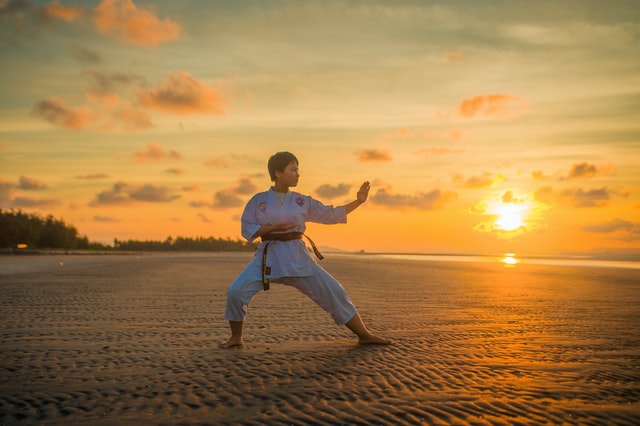 Asian Boy Doing Kata