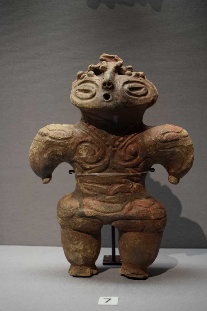 A Jomon stone figurine or gangu. Komukai, Nanbu-cho, Aomori, Japan. Jomon Period, 1000-400 BCE. (Tokyo National Musuem)