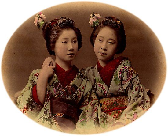 Japanese girls wearing kimono