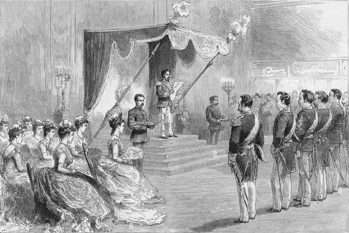 Promulgation of the new Japanese Constitution Emperor Meiji 1889 - Land Of The Rising Son