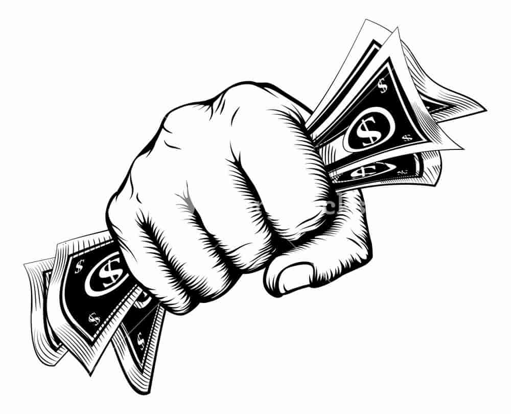 clenched fist holding cash - Land Of The Rising Son