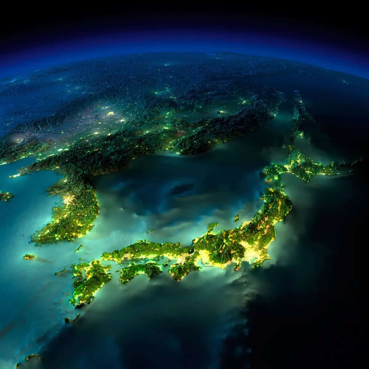 Japan Satellite Map - Land of The Rising Son