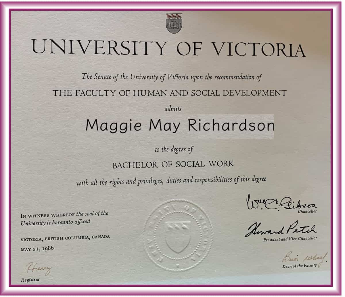 University of Victoria diploma - Land ΩF The Rising SΩN - cybersensei