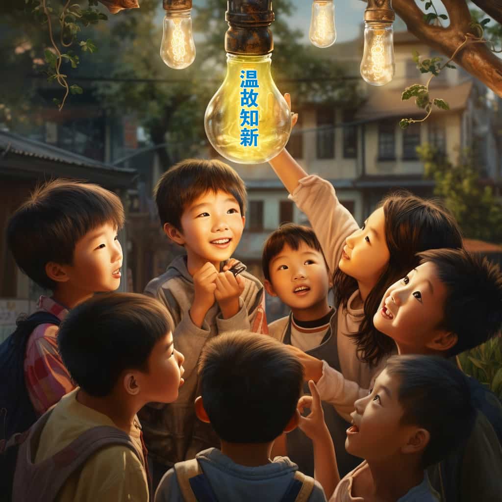 Japanese Children with idea bulb