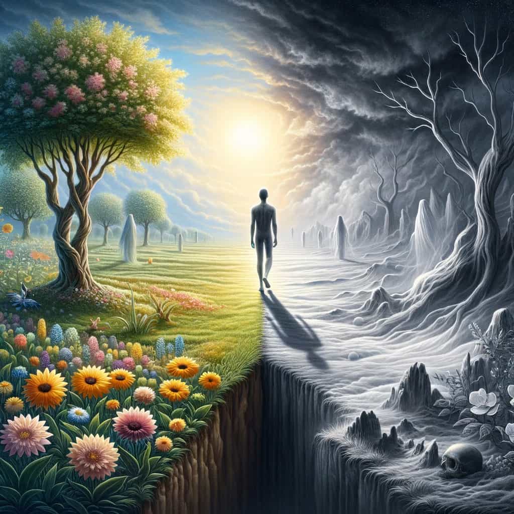 One foot in the land of the living one foot in the land of the dead
