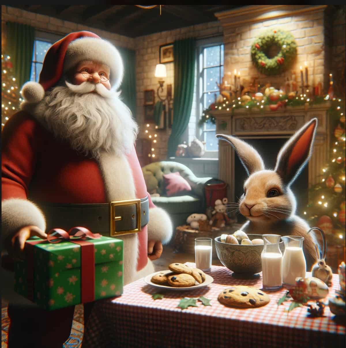 Santa w E Bunny