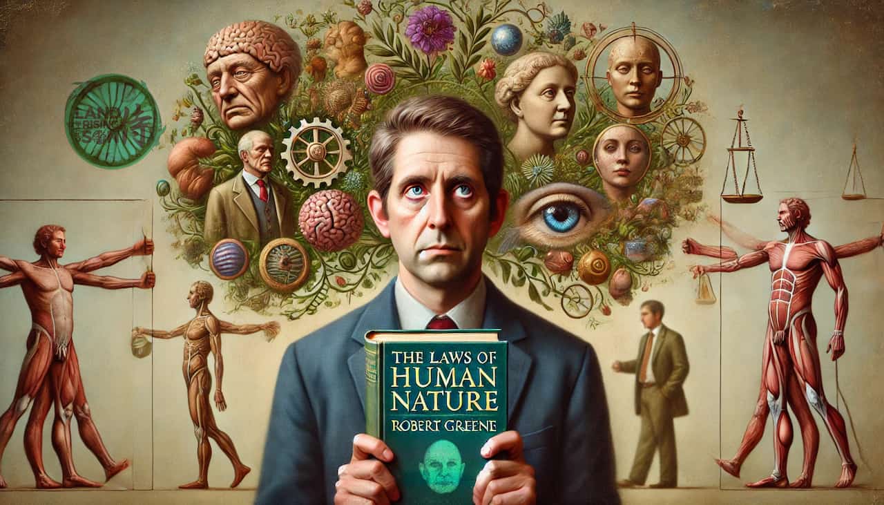 Robert Greene holding his book THE LAWS OF HUMAN NATURE