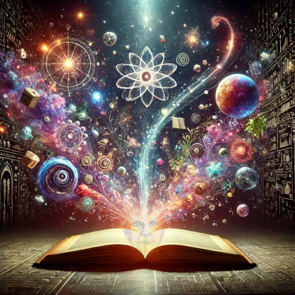 secrets in the open book with endless possibilities spewing from the open book