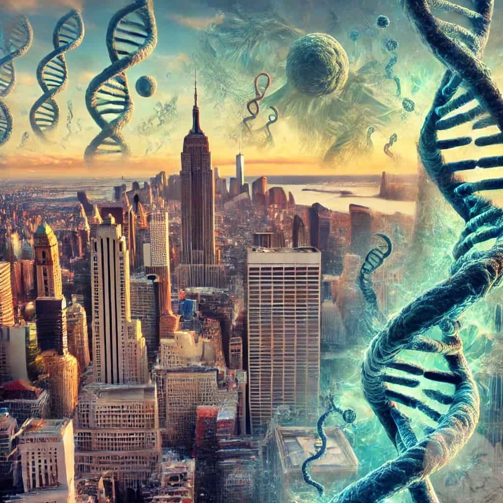 telomeres merging with the grand city of New York