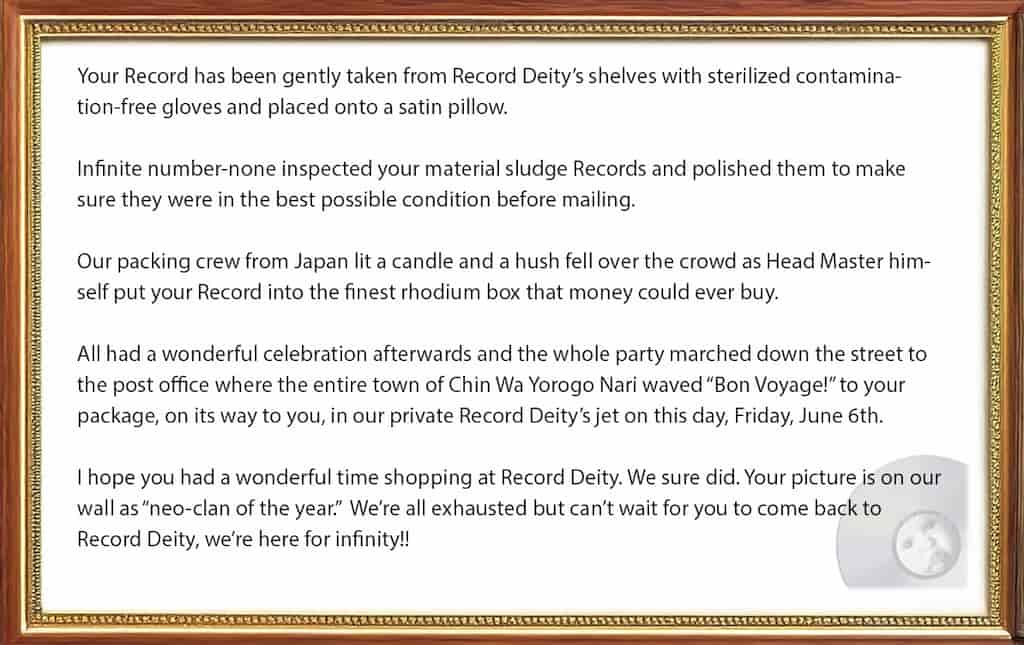Deity Records Letter