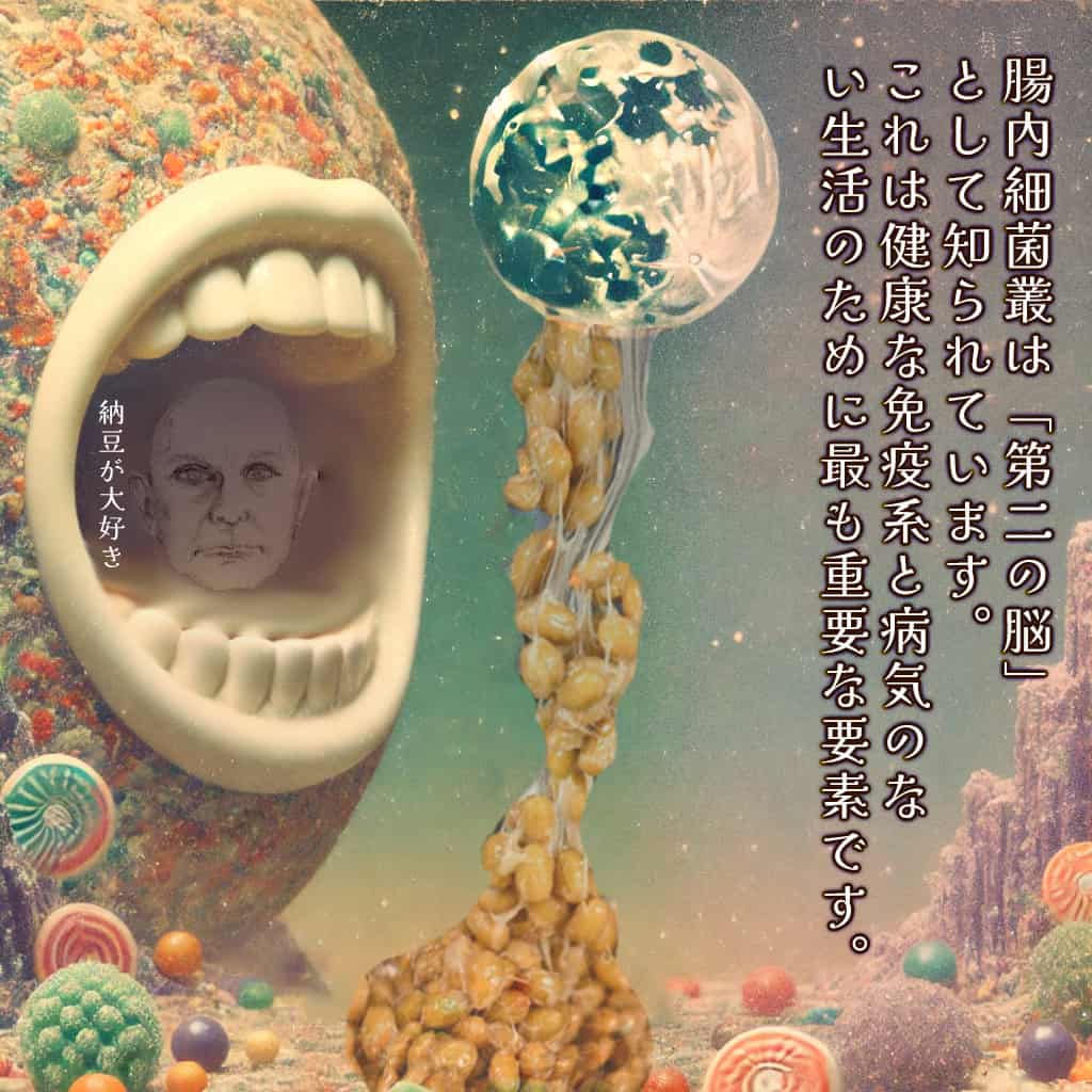 Slimy natto on chopstick feeding mouth