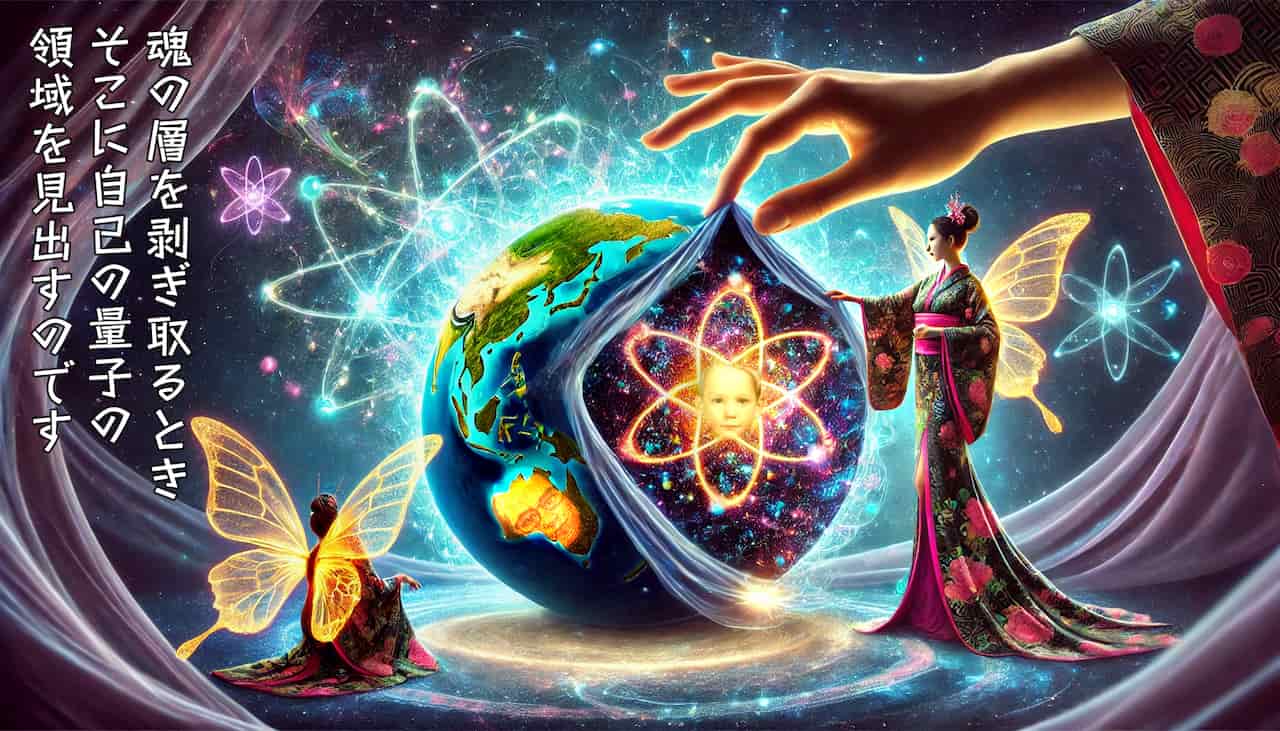 peeled half of the globe back revealing a quantum zone